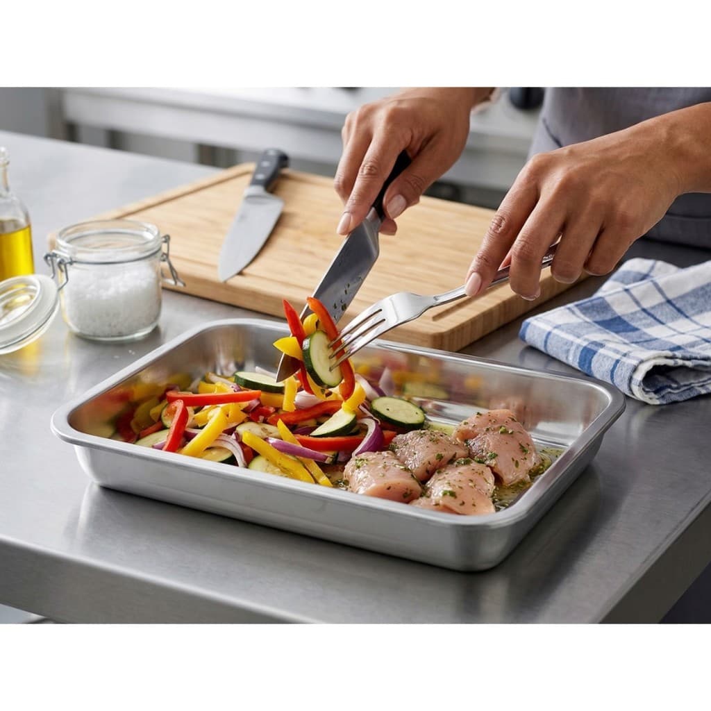 Assadeira Bandeja Inox Reforçada Para Forno Ideal Para Carnes Legumes e Massas Escolha o tamanho