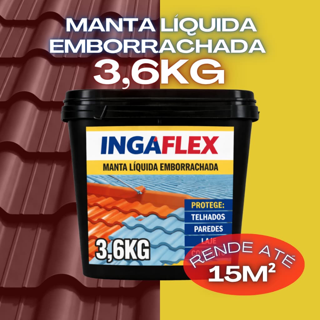 Manta Líquida 3,6Kg Impermeabilizante Para Telhado Laje E Parede Contra Umidade Goteiras Fissuras