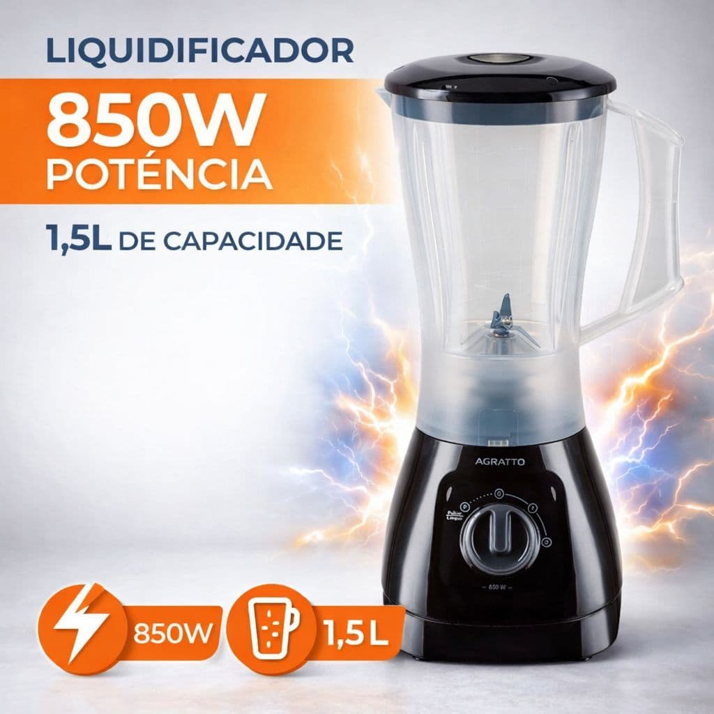 Liquidificador Agratto Lqcf02 Forza Preto 1,5l 850w
