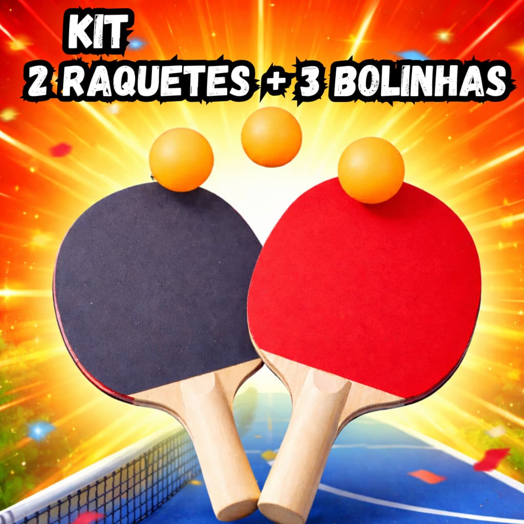Raquete Tênis De Mesa Com Bolinhas Ping Pong Treinos Resistente Brinquedo Bolas