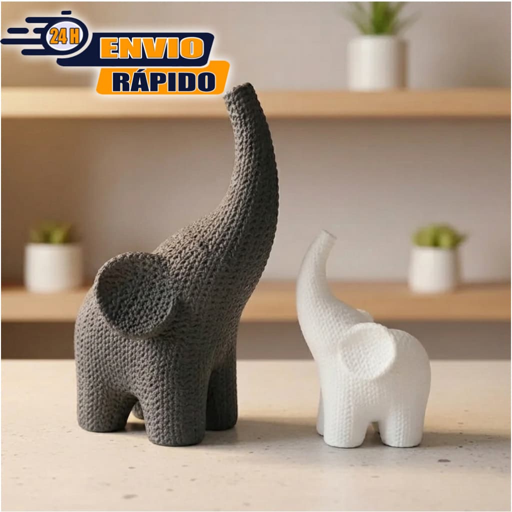 Elefante Textura Crochê trico 3D Decorativo Artesanal Decoração Sala Escritório Mesa