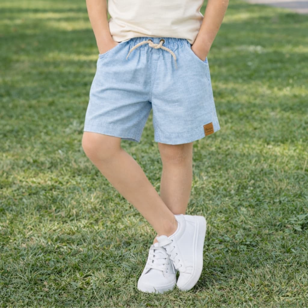 Short Infantil Mauricinho Linho Menino Bermuda Leve Soltinha Com Bolsos Masculino