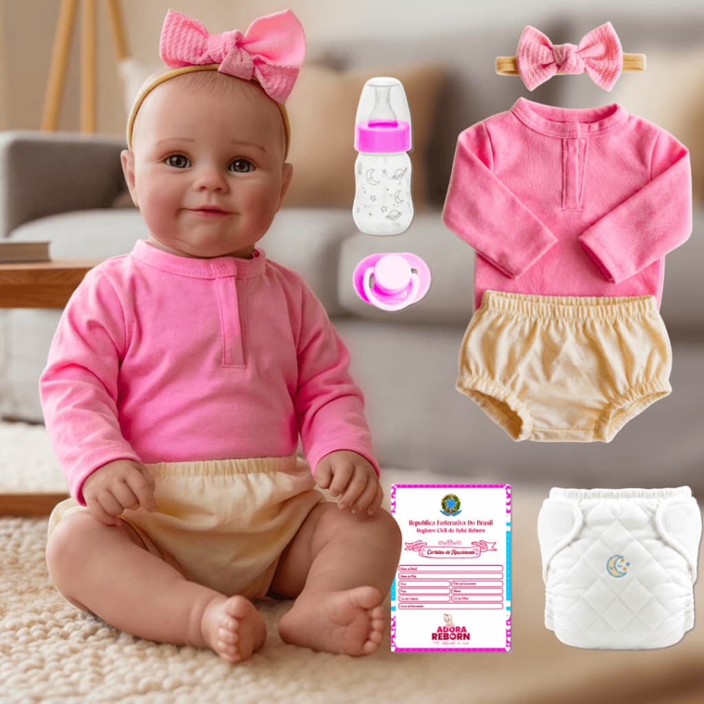 Bebê Boneca Reborn Realista Fofinha Corpinho Siliconado Pode Dar Banho