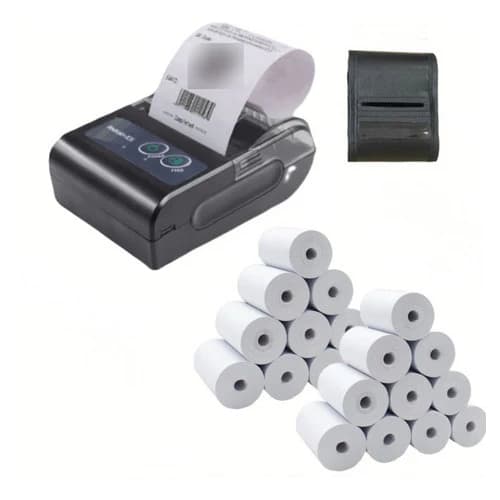Mini Impressora Bluetooth Termica 58mm + 20 Bobinas Lisa