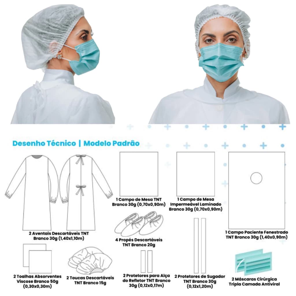 4 Kits Paramentação Cirúrgica Estéril Odonto Implante 19 Peças Gramatura 30 SPK