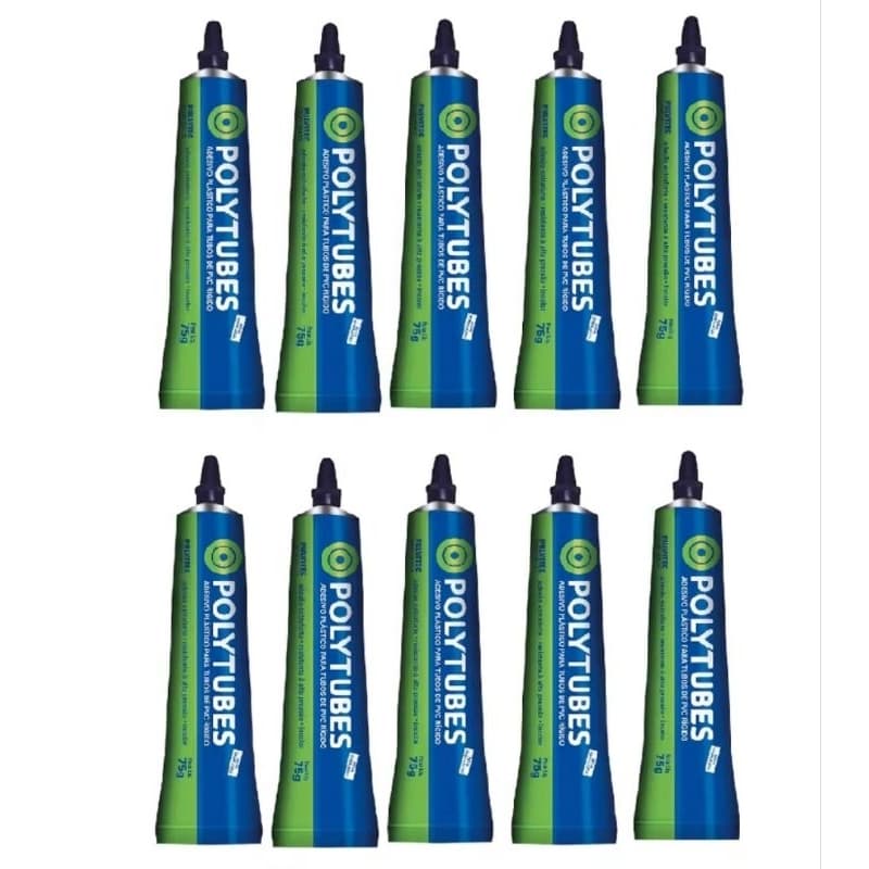 Cola cano/Cola Para Tubos E Conexõe Pvc Kit 10 unidades/75g Adesivos Polytubes