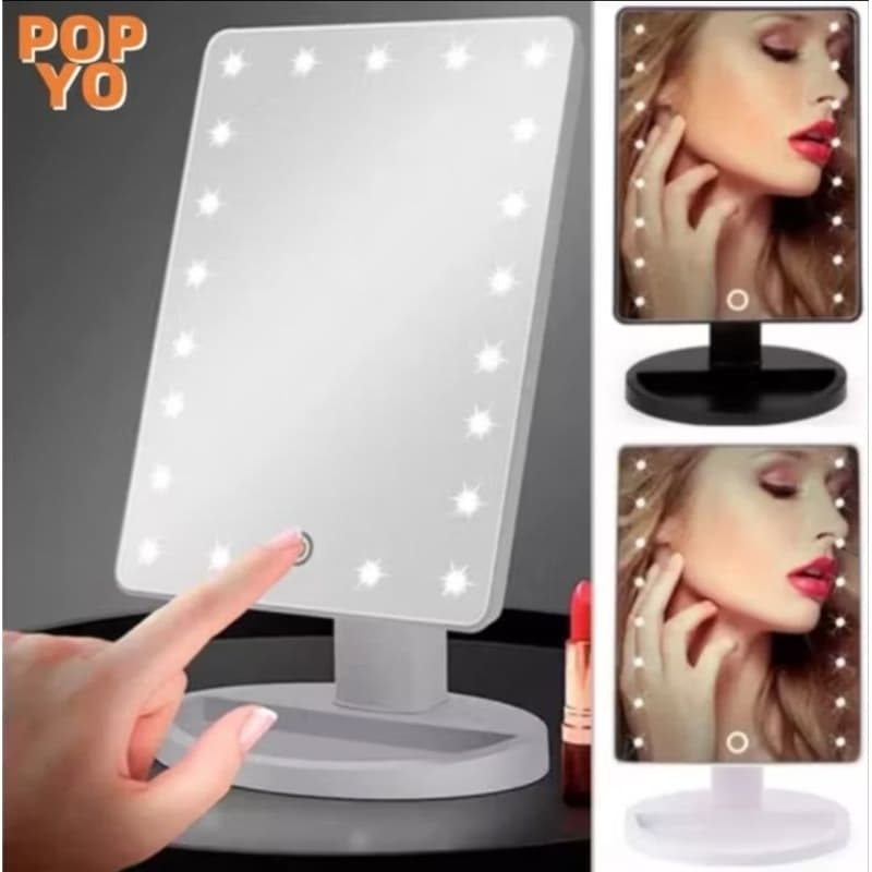 Espelho de Mesa maquiagem com 16 leds Rotação Quadrado touch Screan