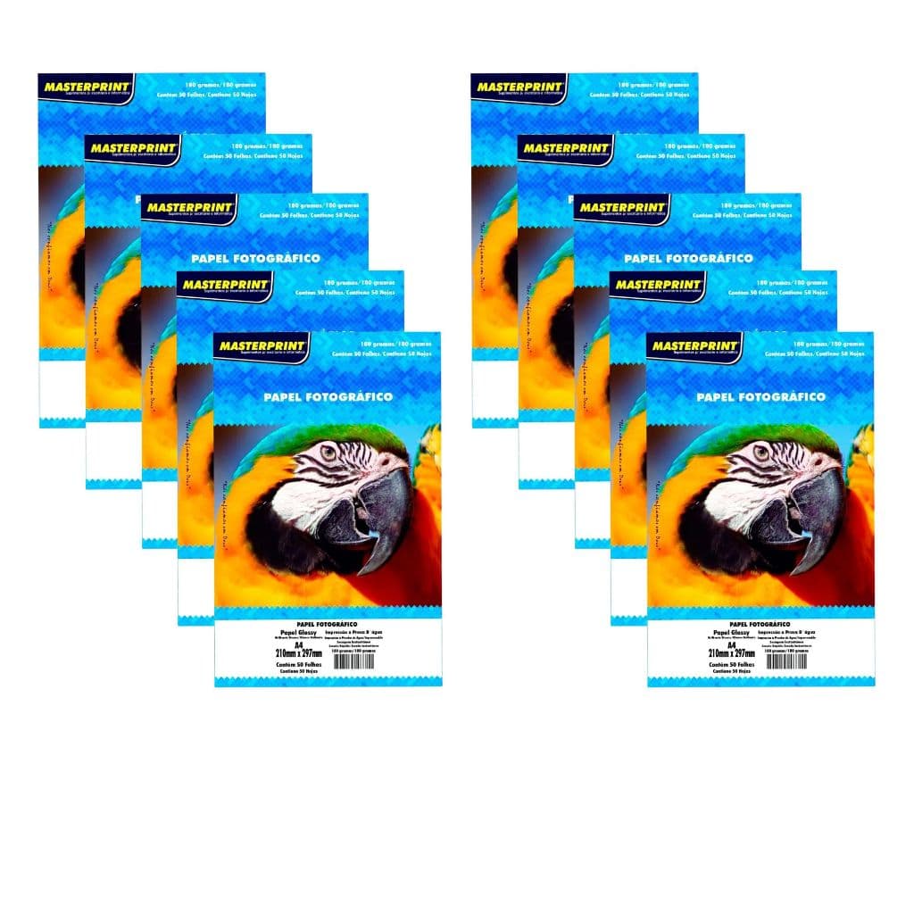 500  Folhas Papel Fotografico Glossy A4 180g Masterprint Profissional Brilho e Acabamento Perfeito