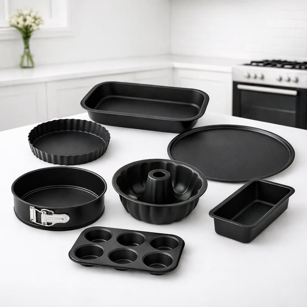 Conjunto Multi Formas 7 Peças – Antiaderente Para Assar Bolos, Pães, Tortas e Pizza