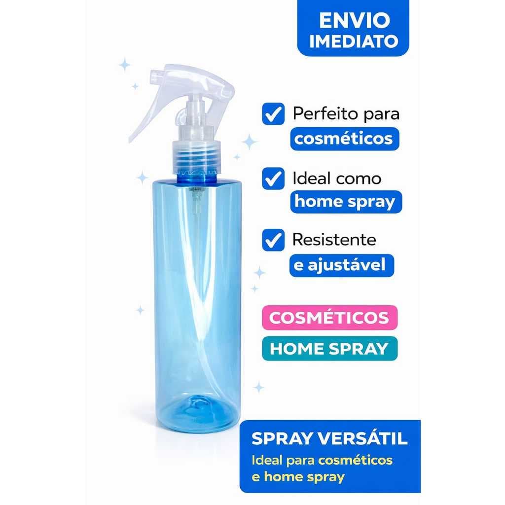10 Borrifador Spray Natural Azul 200ml Válvula Mini Trigger