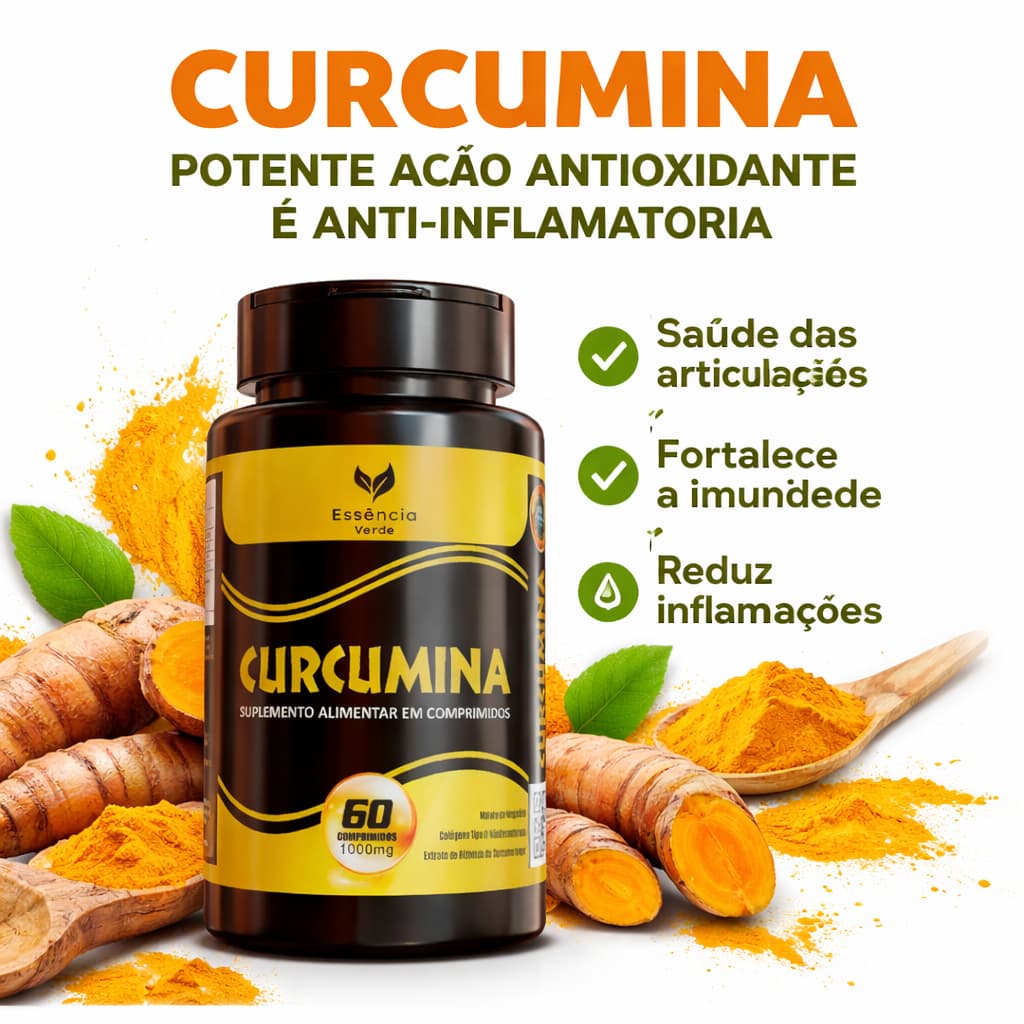 Curcumina 60 Comprimidos | 1000mg ESSÊNCIA VERDE