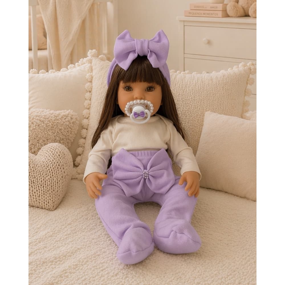 Boneca Reborn Bebê Abigail 48cm Corpo de Vinil Siliconado Pode Banho