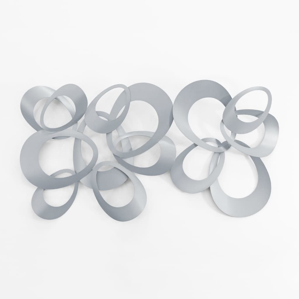 Escultura De Parede ELX004 Moderna Prata Corredor 100cm Luxo