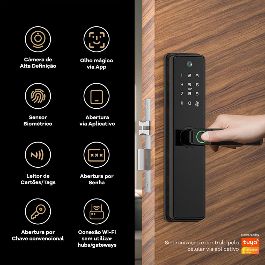 Fechadura Digital Inteligente Com Câmera Controle Pelo Celular Ideal Airbnb Residência
