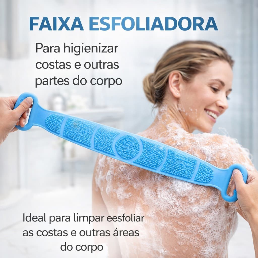 Esponja de Banho Silicone Massageadora Faixa Esfoliação Escova de Banho Bucha Anti Bacteriano