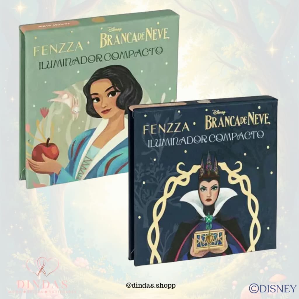 Iluminador Compacto Branca de Neve  Rainha Má - Textura Leve - Acabamento Radiante - Disney & Fenzza
