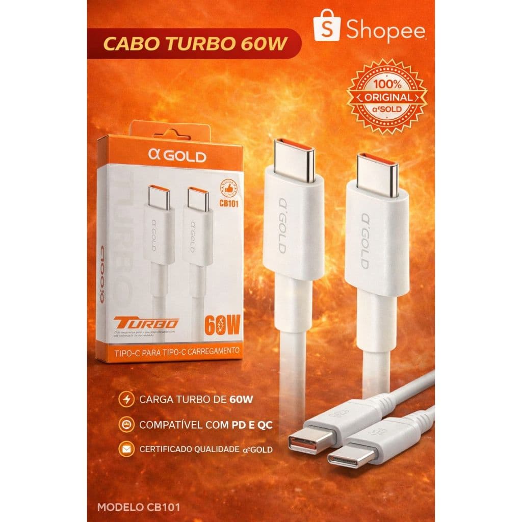 cabo iphone carregador tipo c , ios usb-c 30w TURBO original A'GOLD