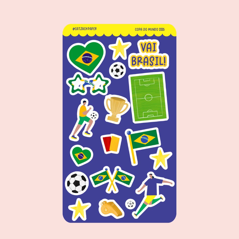 Copa do Mundo - Cartela de adesivos Decorativos para Bullet Journal - cadernos - diários