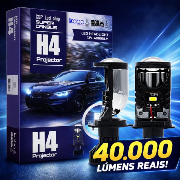 Par Lâmpada LED H4 Projetor FAROL FORTE 40000LM 300W 6500K Canbus Super Branca CARRO E MOTO FORTE