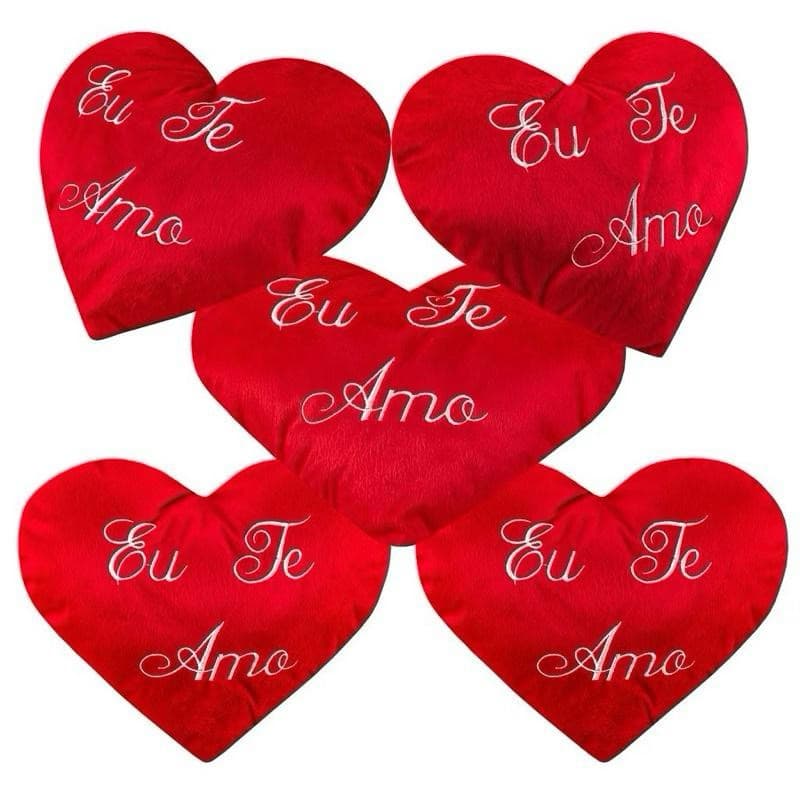 Combo 5 Almofadas Coração Eu Te Amo Dia Dos Namorados Decoração de Cesta