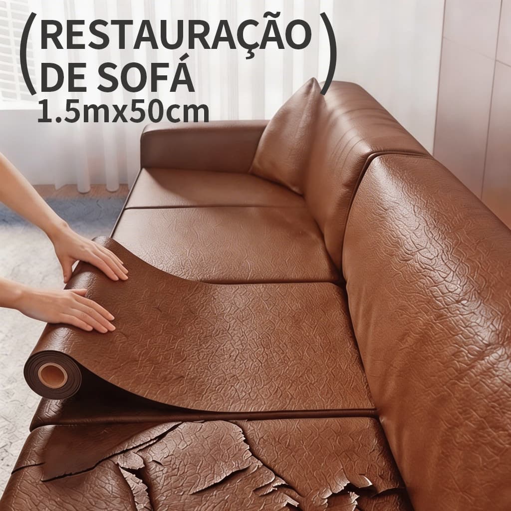 Couro Autoadesivo Para DIY Sofá Reparação Patch Móvel Mesa Cadeira Adesivo Marrom 50cm X 150cm