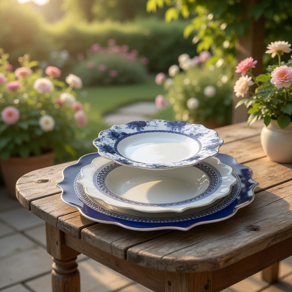Conjunto de Pratos Luxo e Sofisticação Importados Com 24 peças em Porcelana