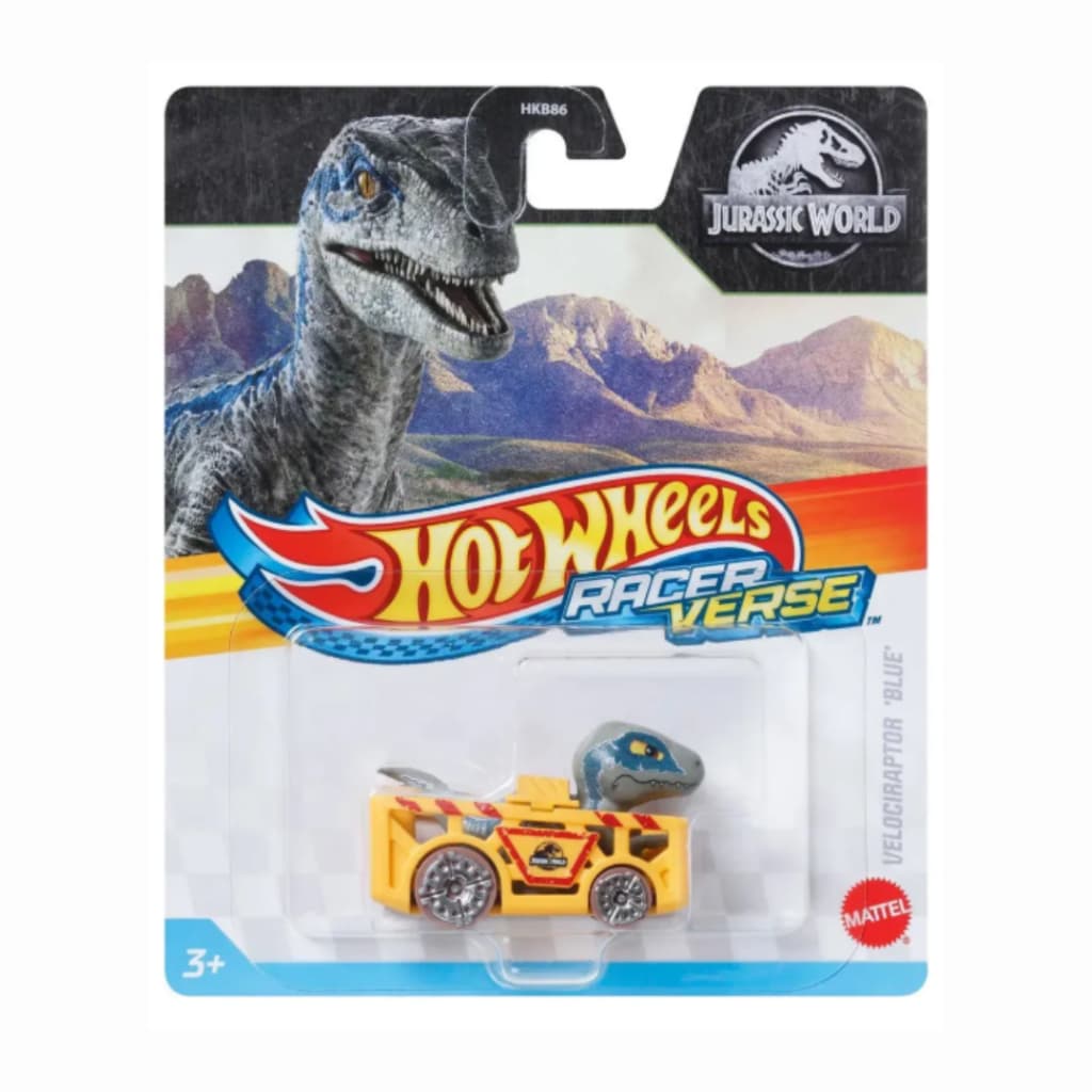 Hot Wheels RacerVerse Velociraptor Blue - Jurassic World Miniatura 1/64 - Mattel Original