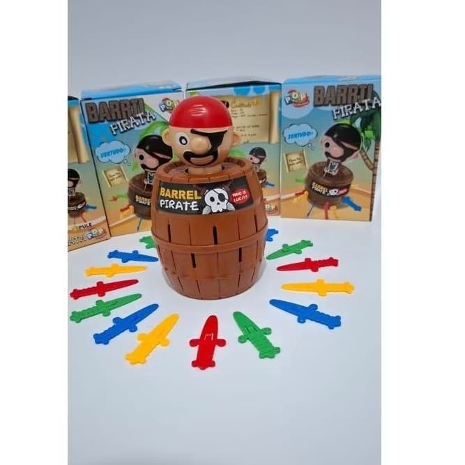 Jogo de Mesa Pirata Pula com Barril - 16 Adagas Coloridas /Diversão