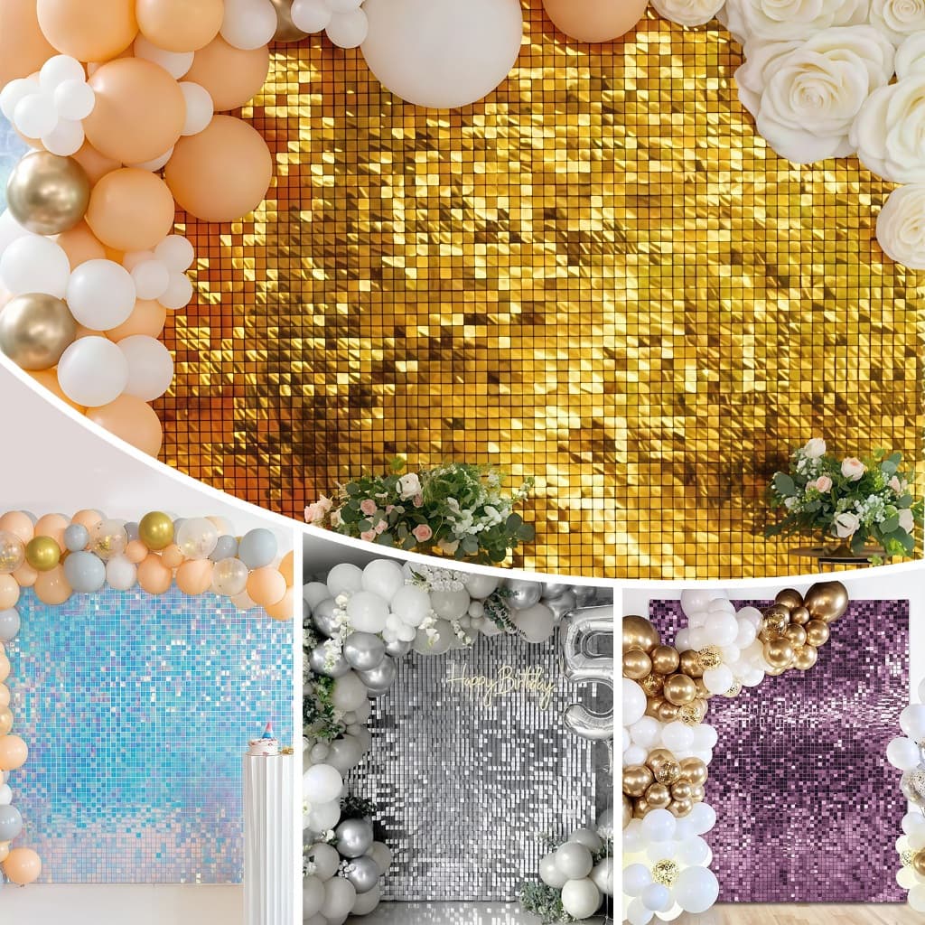 KIT 30 Painel Mágico Paete Lantejoulas Shimmer Wall Placa 30cmx30cm Pastilha Festa Casamento Cobre 2,7 m²