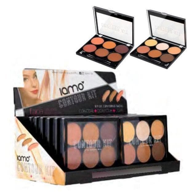 Kit Contorno Facial Profissional 6 Cores Paleta Contour Iluminador e Bronzer Alta Pigmentação Longa Duração