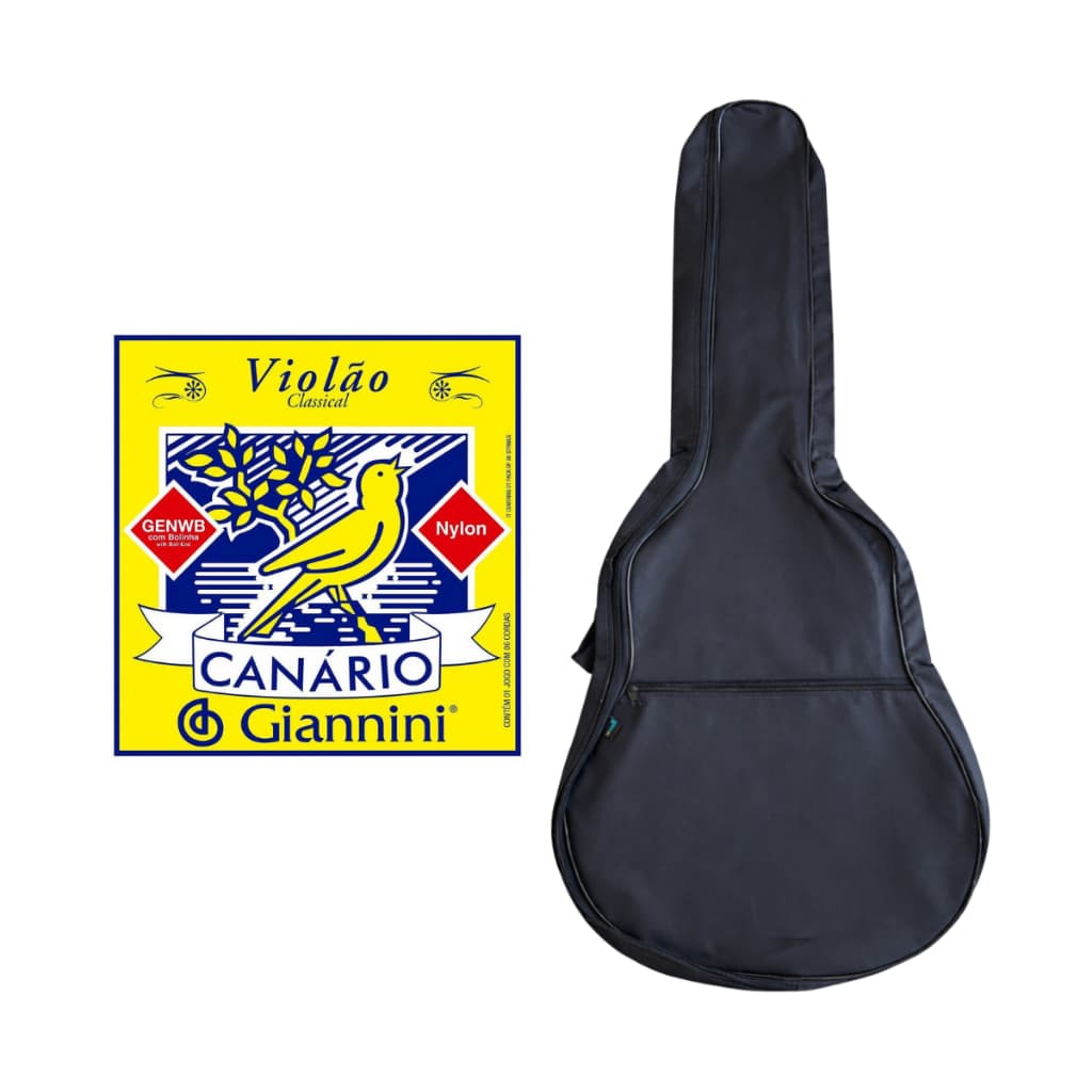 kit corda de violao nylon GENWB giannini e capa impermeavel para violão ou guitarra com bolso e alça dupla