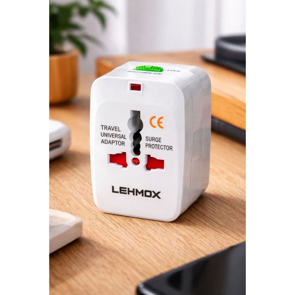 Adaptador de Tomada Universal para Viagem Internacional Bivolt 110/220V Compatível com +150 Países EUA Europa Reino Unid