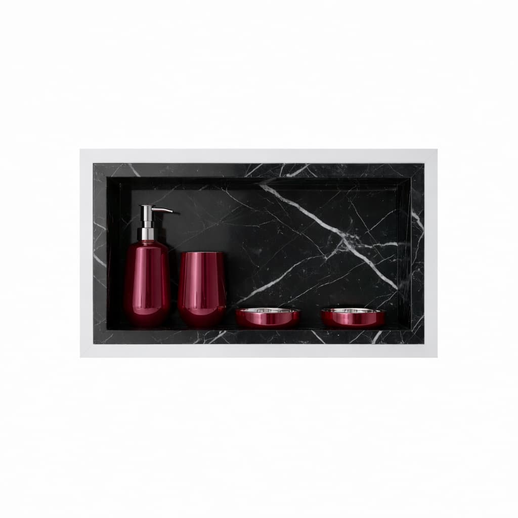 Nicho Porcelanato Box Banheiro Preto 60x30 Decorativo Embutir Parede Alto Brilho