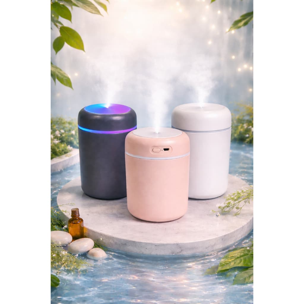 Umidificador Portátil Carregamento Usb Luz Led Colorida 300 Ml Difusor Carro Casa Trabalho