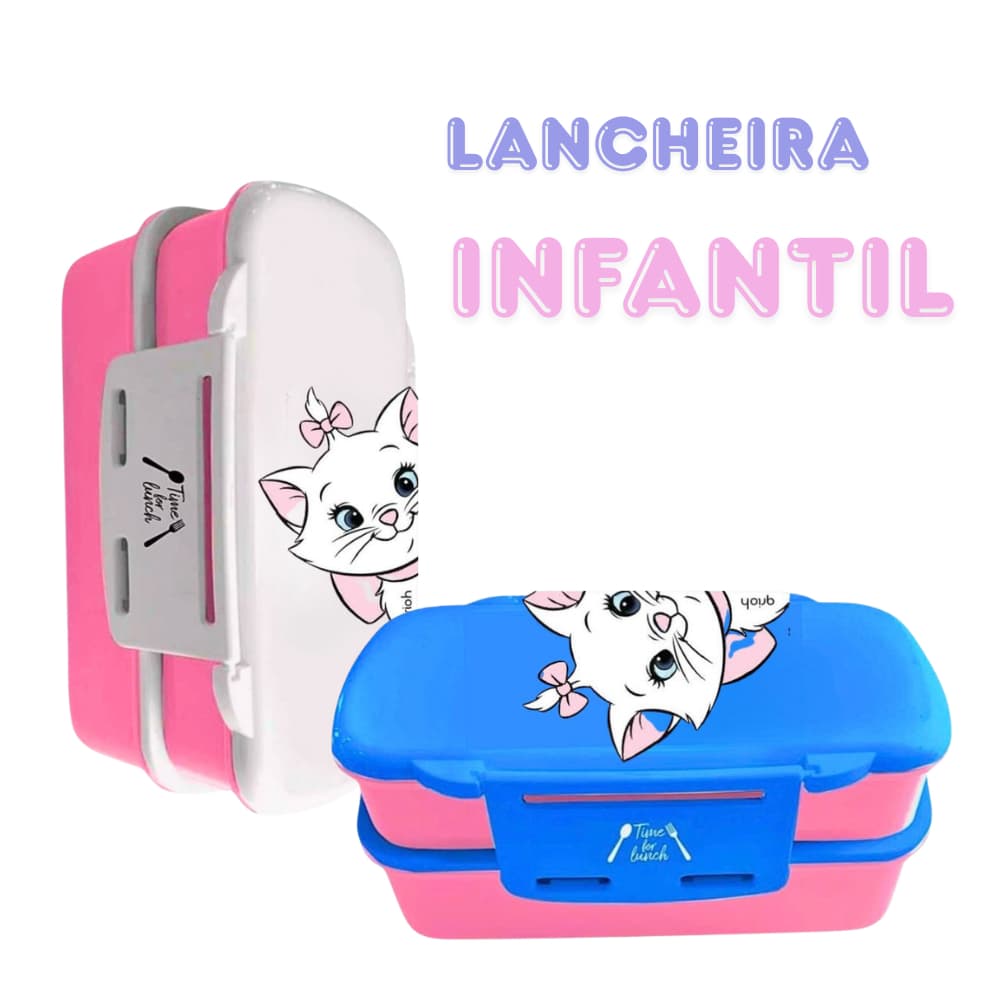 Lancheira Marmita Escolar Gatinha Personalizada C/talher
