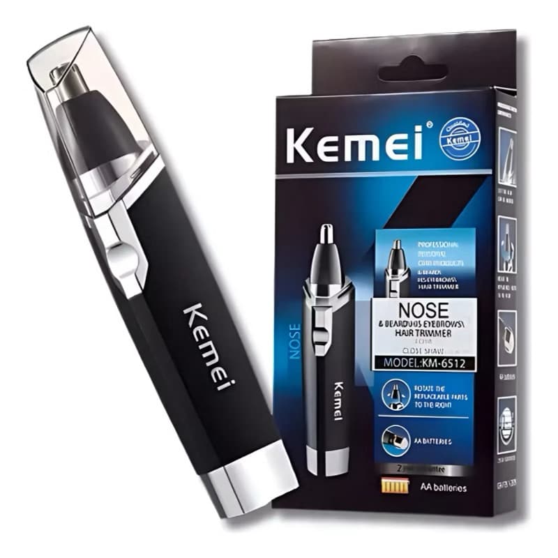 Aparador de Pelos Kemei KM-6512 para Nariz e Orelha - Lâmina Precisa, Fácil de Limpar, Compacto