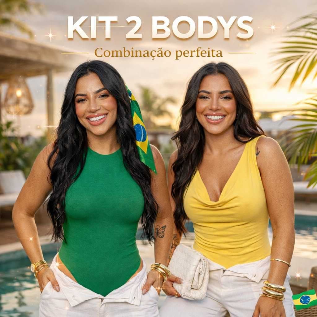 Kit 2 Bodys Brasil Verde e Amarelo Tendência 2026