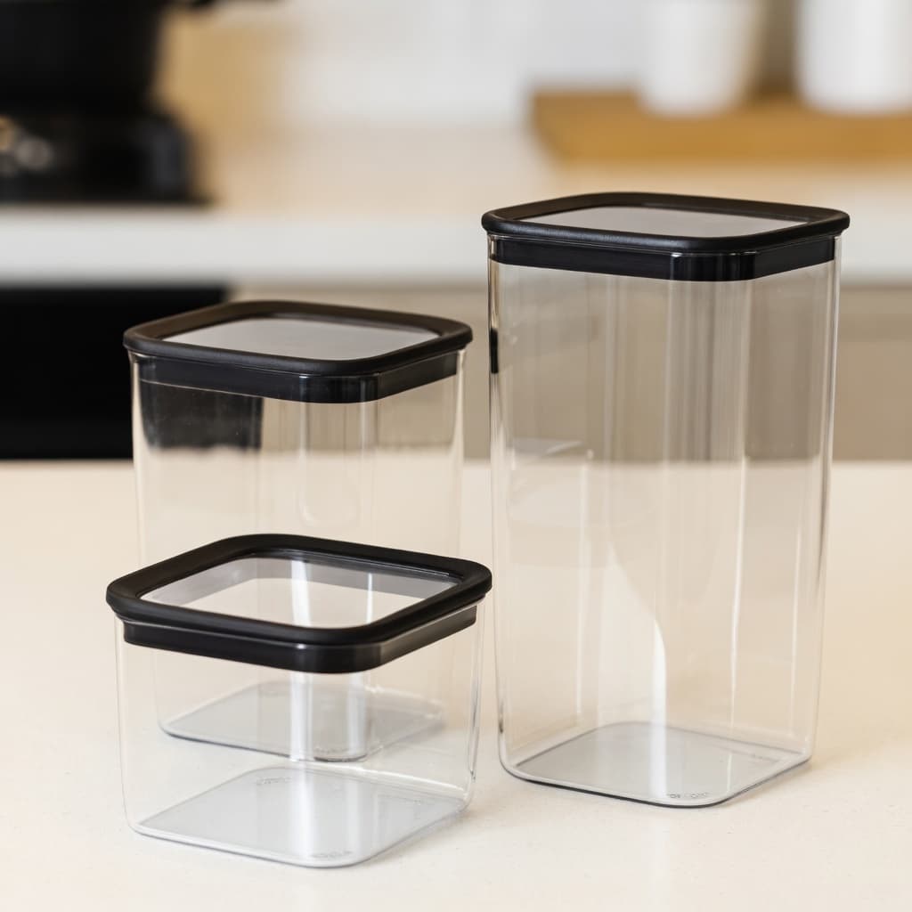 Kit 3 Potes Herméticos Mantimentos Organizador Arroz Feijão Açúcar Café Vedação Forte