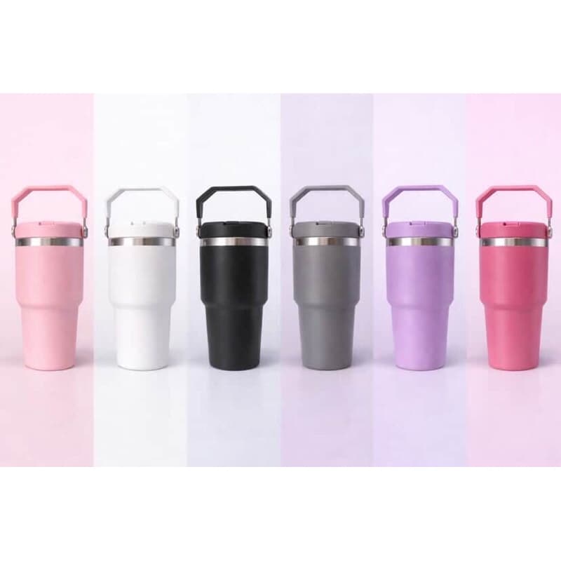 Garrafa Térmica Inox com Alça e Canudo, 600 ML Quente e Frio, Academia e Trabalho