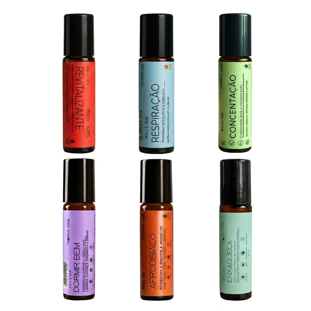 Roll On Aromaterapia Terapêutico com Óleo Essencial Natural 10ml Tropfen Pronto para Uso Relaxante