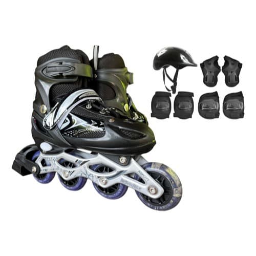 Patins Inline Roller Semi Profissional Base Alumínio Abec 7 + KIT PROTEÇÃO