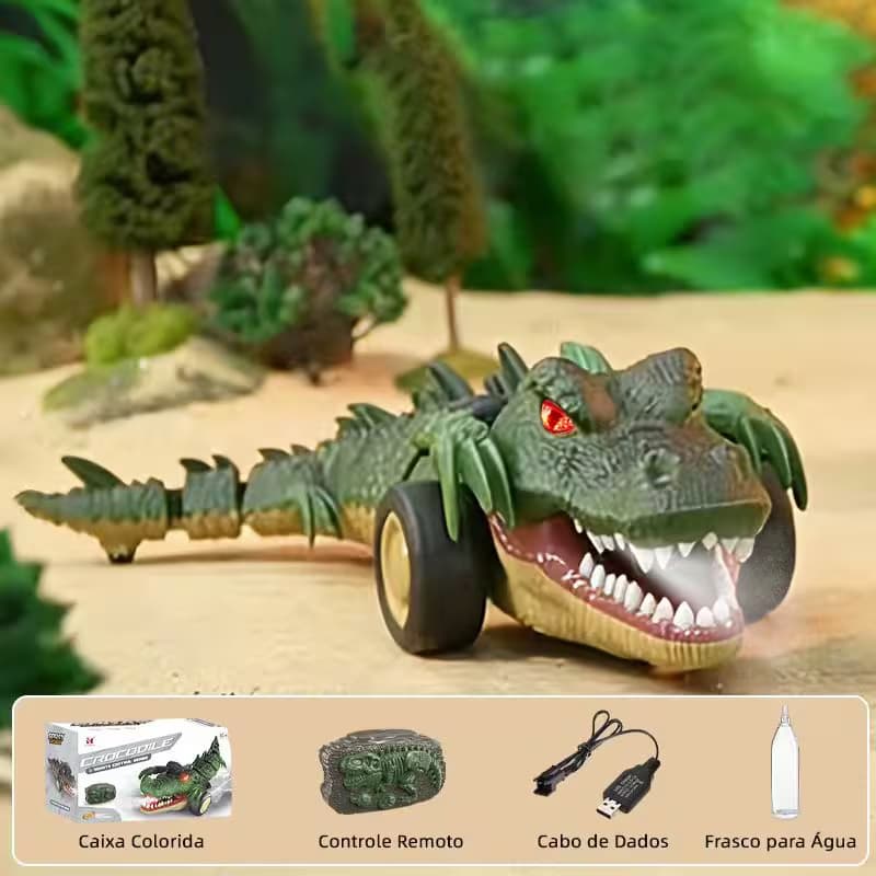 Carro Crocodilo Brinquedo • Luzes, Jato de Água, Movimento Realista • Bateria Recarregável