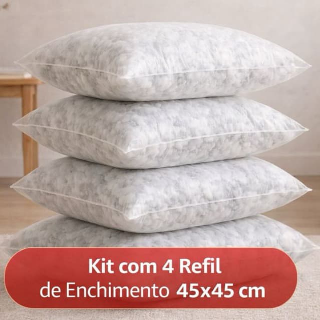 Refil de Almofada - Kit com 4 Enchimento Espuma 45cm x 45cm