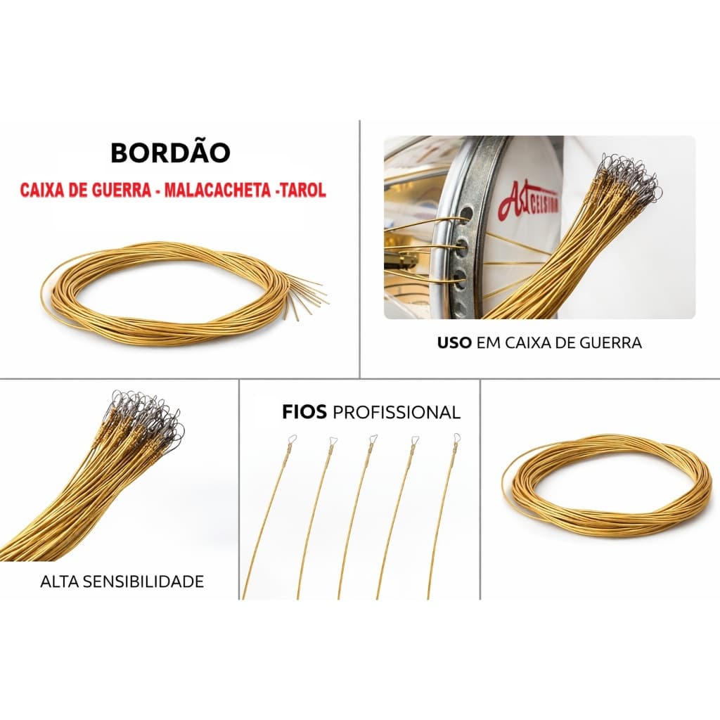 Bordão 2 Fios Para Caixa Guerra Tarol Profissional Samba