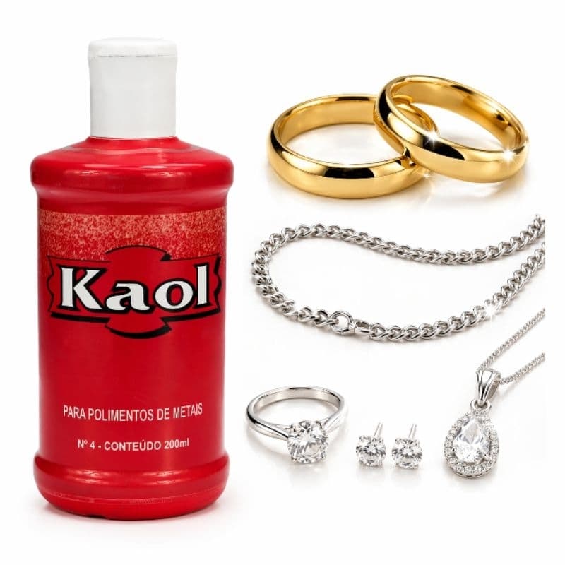 Kaol Limpa Prata Polidor Líquido de Metais Anel Cordão Corrente Joias Remove Oxidação 200ml