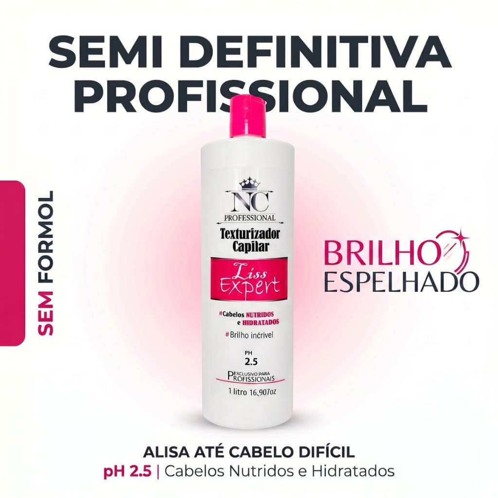 Semi Definitiva Liss Expert Profissional | Alisa Cabelo Difícil + Brilho Espelho | Sem Formol