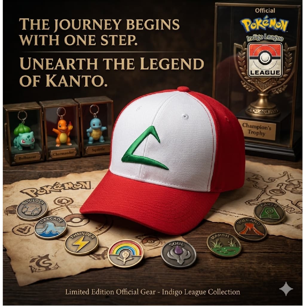 Boné - Ash Pokémon Unissex aba curva desenho