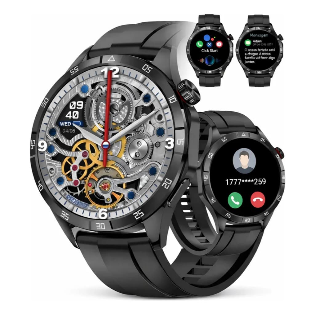 Smartwatch Gt4 Pro + Com Nfc Gps 3 Pulseiras Fequência Cardíaca, IP68 À Prova D'Água, BT3.0 Amoled 47mm