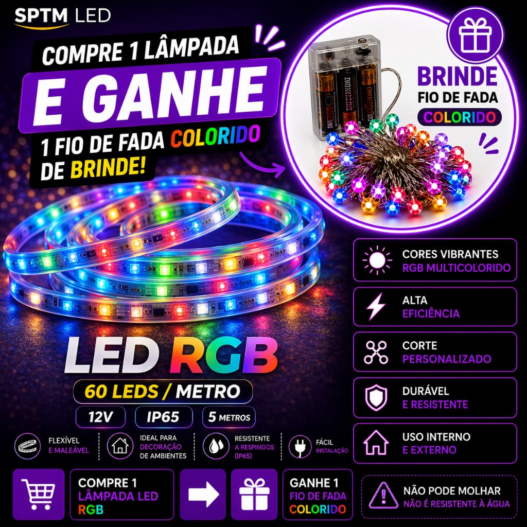 FITA LED WS 2811 - RGB DIGITAL INDEREÇÁVEL 12V 5M