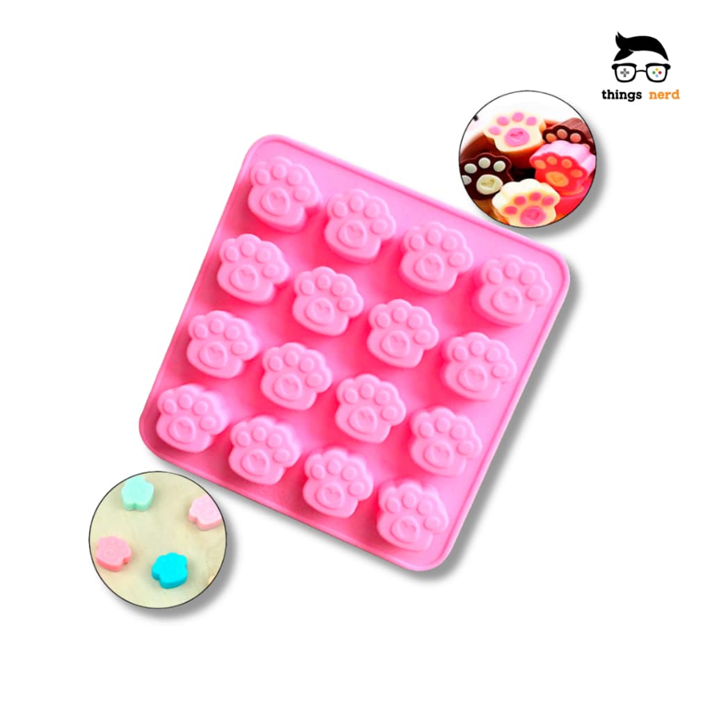 Forma Molde de Silicone Pata Gato Pet Dog 16 Cavidades Bombom Trufa Bala Sabonete Gelo Confeitaria